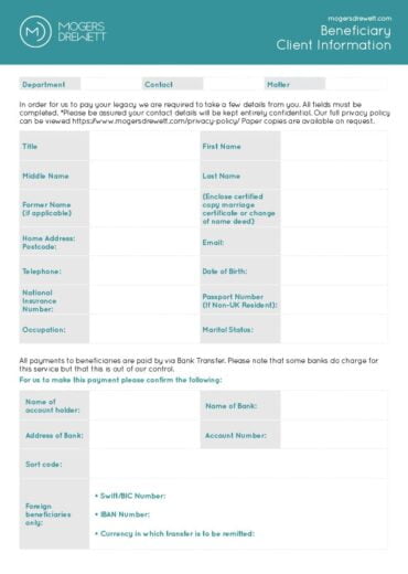 Beneficiary Information Form