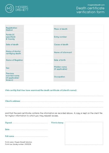 Death Certificate Verification Form