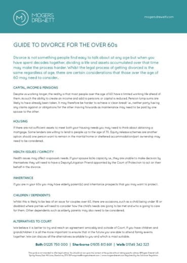 Guide to Divorce for the Over 60s