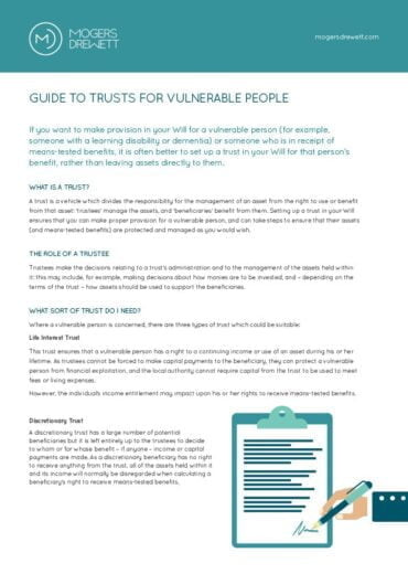 Mogers Drewett Guide To Trusts For Vulnerable People 2022